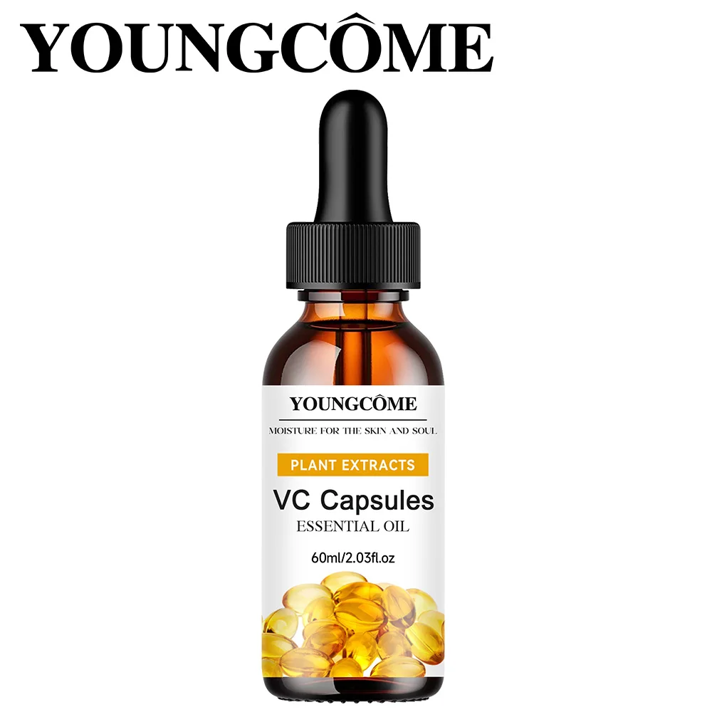 YOUNGCOEM Vitamina C CAPSULAS Essência Anti-oxidação Brilho da Pele VC Óleo Essencial Ácido Hialurônico Essência Facial Local