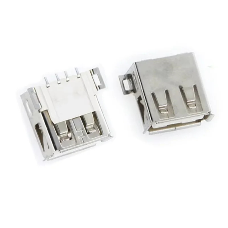 10PCS USB Type A Standard Port Female Solder Jacks USB-A type SMT onnector PCB Socket  4Pin Flat Edge/Curling Edge