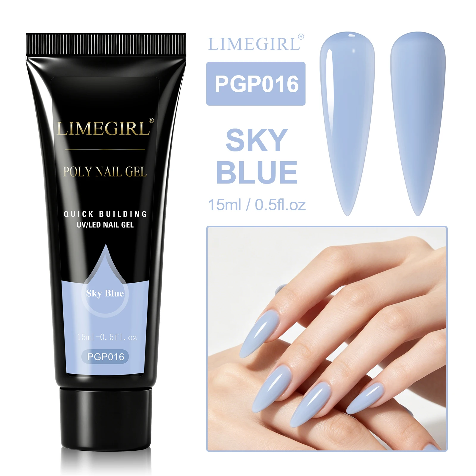 LIMEGIRL 25 Farben Poly-Verlängerungsnagelgel für Nagelkunst, Acryl-Maniküre-Design, UV-Lacke, semi-permanentes, schnelles Verlängerungsgel