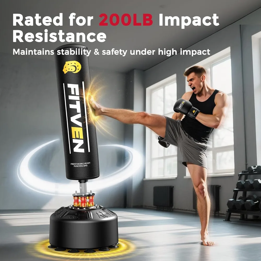 70'' Punching Bag Freestanding with Suction Cup Base Home Gym Training