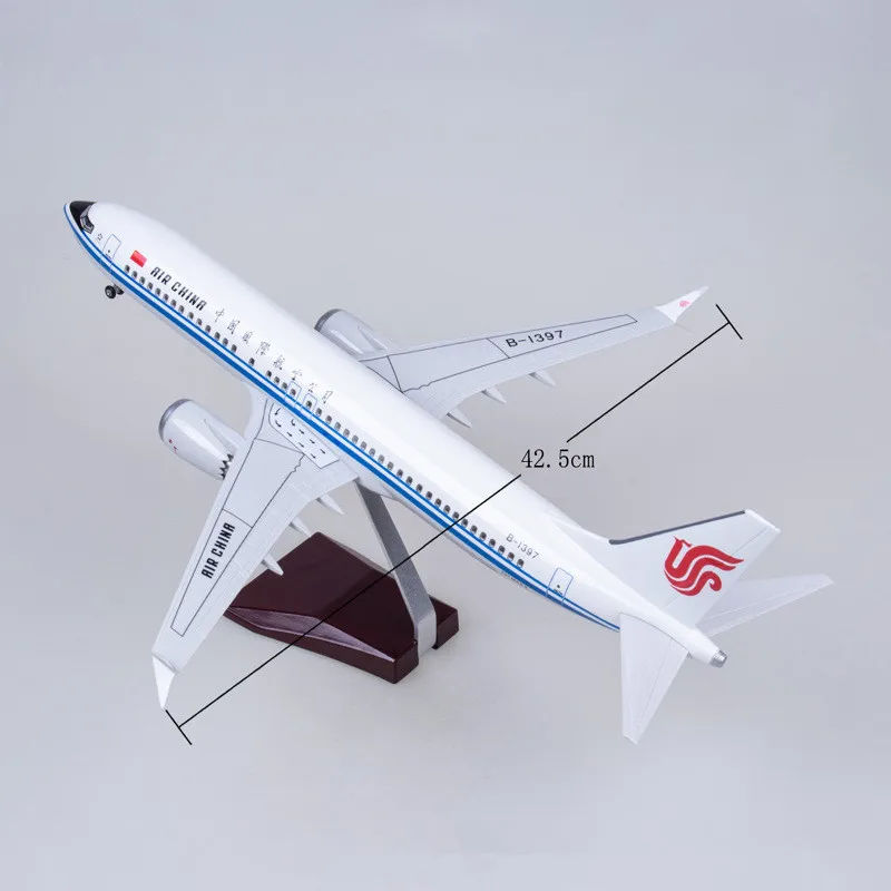 1:85 Scale 47CM Diecast Model China International Flights Airlines Boeing 737MAX Resin Airplane Airbus Collection Display Toys