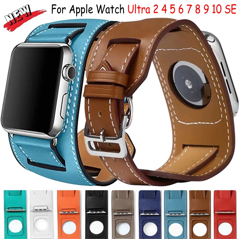 

Leather Strap For Apple Watch Ultra 2 49mm Comfortable Wristband For iWatch 10 9 8 7 6 5 4 SE 45mm 41mm 44mm 40mm 42/46mm Correa