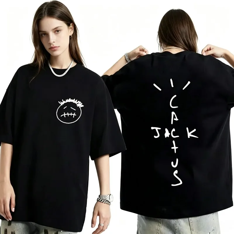 Fashion Hip Hop T Shirt Casual Short Sleeve T-shirt Rapper Cactus Jack Music Album T Shirts Women Casual Tops Aesthetic Clothes