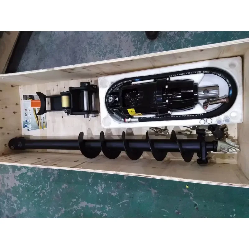 Excavator Attachments Hydraulic Heavy Earth Auger Drill Bit Motor for 5-9 Ton Excavators Sizes 200-800mm Total Length