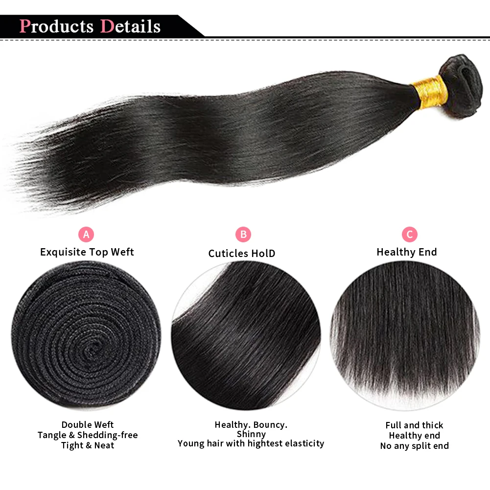 الخام عذراء غير المجهزة حزم مستقيمة الشعر البشري 3/6 قطعة 100% الشعر البشري البرازيلي شعر طبيعي مفرود حزم ملحقات #3