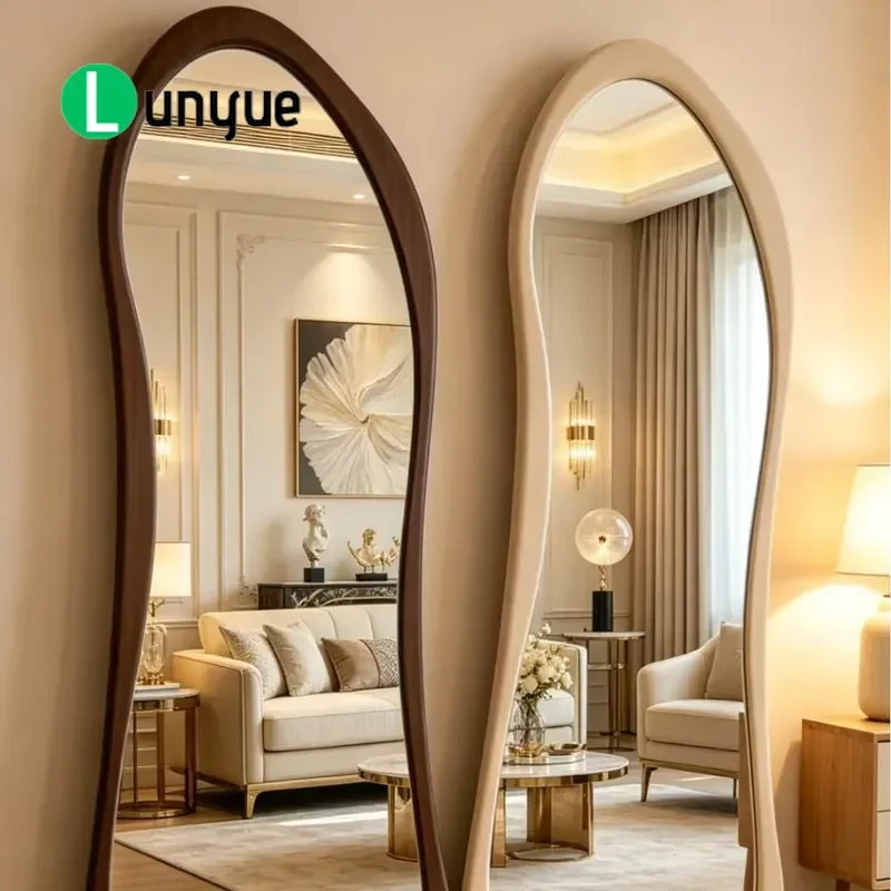 Nordic Retro Full Body Floor Mirror Simple High End Standing Dressing Mirror for Home Bedroom Living Room Wall Mounted or