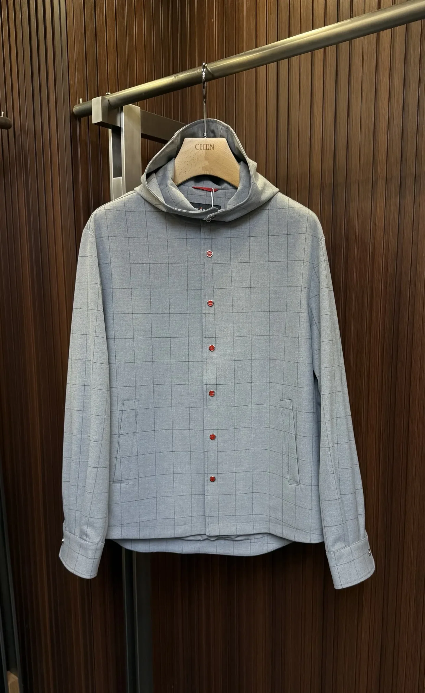 Kiton Italian Fall Checkered Hooded Jacket