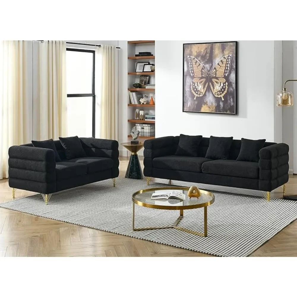 

2 Piece Living Room Sofa Set, Comfy Boucle Couch with Loveseat and 3 Seaters