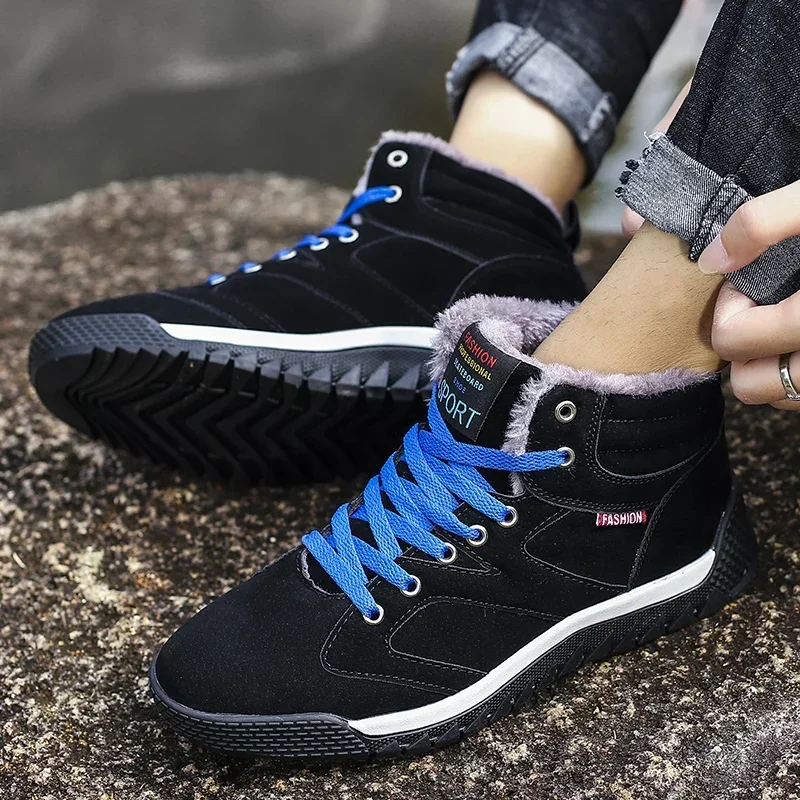 

Casual Sports Shoes with Plush and Thick Snow Boots Men with Lace Up Design Cotton Shoes for Winter Warmth Upgrade Hiking Shoes