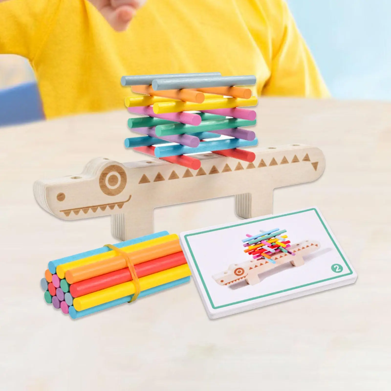 Montessori Sticks Toy Colorful Wooden Sticks Math Toy Color Matching Game Wooden Learning Color Sorting Toy for Kids Family Game