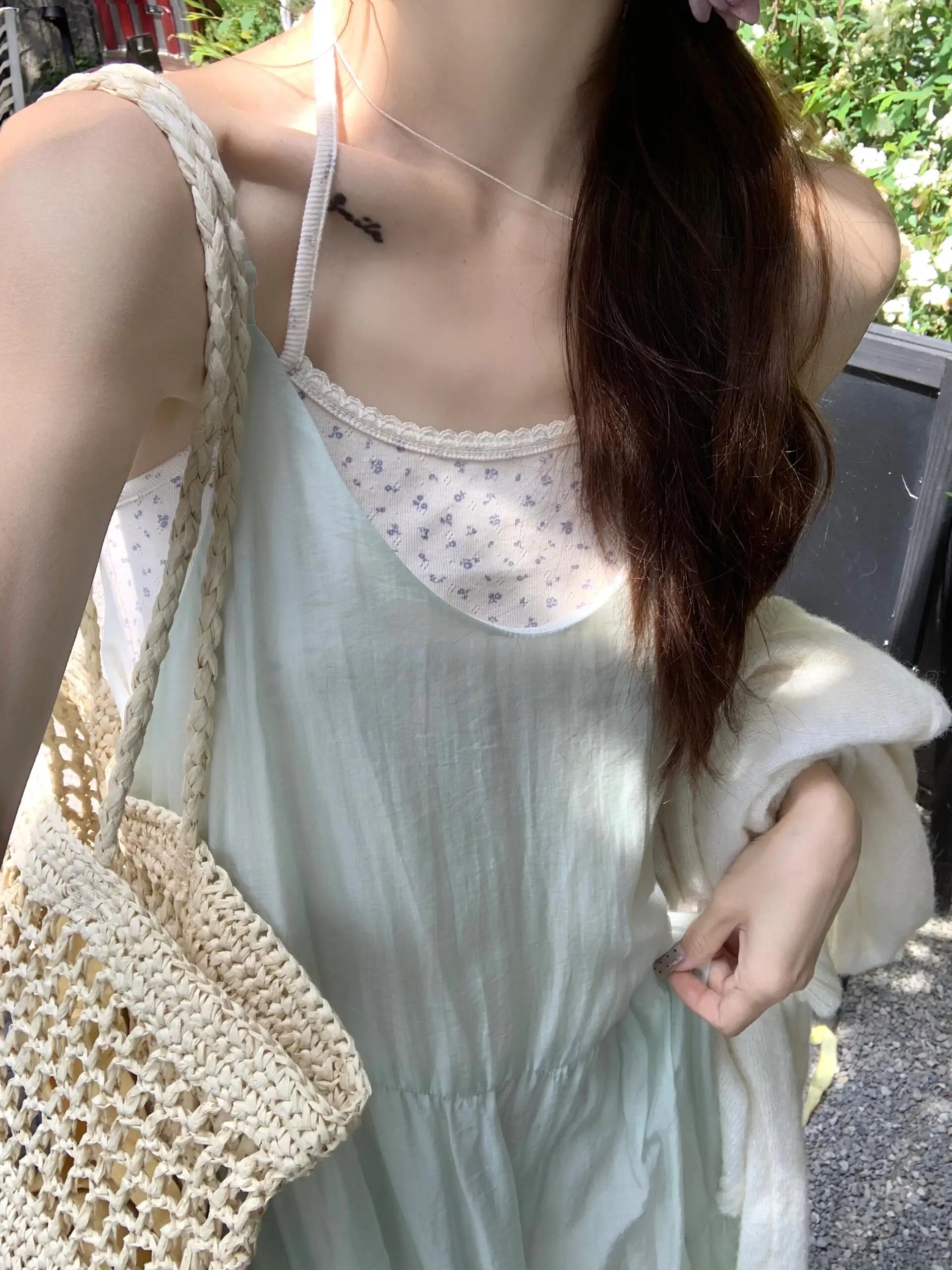 กระโปรงยาวทรงเอ รุ่น Mint een ter Dr Beach Vaion สำหรับผู้หญิง สไตล์หรูหราสำหรับฤดูร้อน เอวหลวม ไม่มีซิป