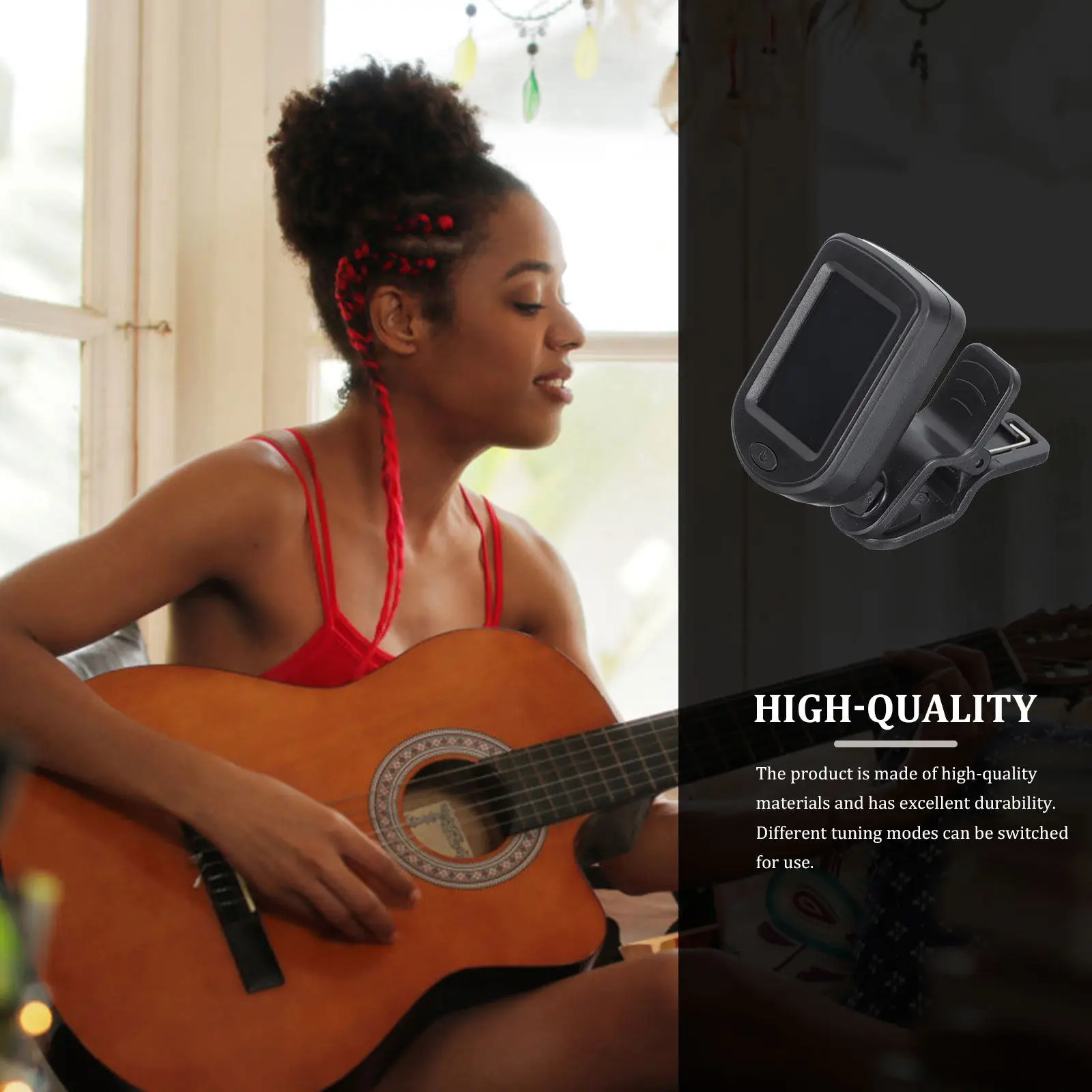 1Set Reliable Guitar Tuner Professional Grade ABS Material Scratch Proof Tuning Accessory for Guitar Bass Ukulele Violin String