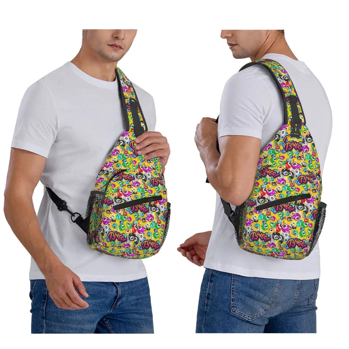 Funny Bingo Game Chest Bag Men Sling Crossbody Backpack Chest Bag Travel Hiking Daypack Shoulder Bag