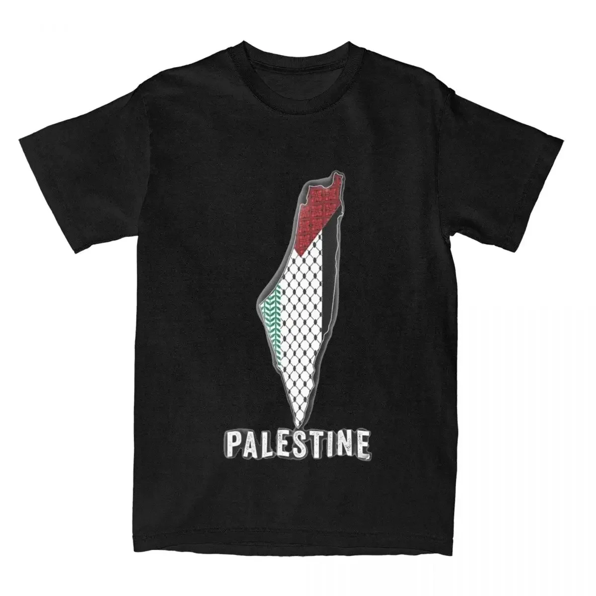 Map T Shirt Men palestinian Y2K Fun 100% Cotton T Shirts Summer O-Neck Popular Tee Custom DIY Big Size Clothes mangs