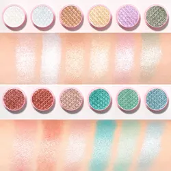 DUNUF 12 Colors Mineral Nude High Light Glitter Eyeshadow Makeup Long-lasting Pink Peach Fine Pigments Shimmer Shiny Eye Shadow