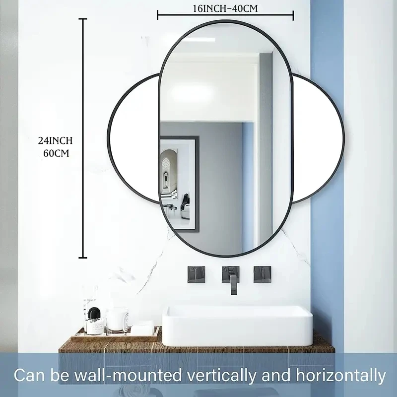 

Bathroom MirrorStraight Edge Oval Wall Hanging Bathroom Mirror Space Bathroom Living Room Corridor Creative Dressing Mirror