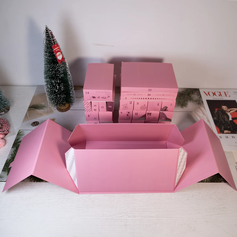 Customized queryHigh-end Silver Stamping Customized logo Double Door Valentine's Day Magnetic Closure Pink Calendar Blind Gift B