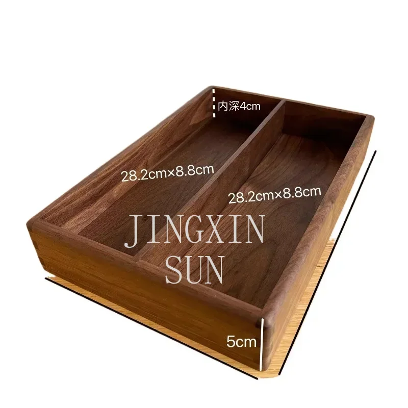 Black Walnut Solid Wood Desktop Finishing Stationery Sundries Rectangular Wooden Box Multi-functional Grid Storage Box