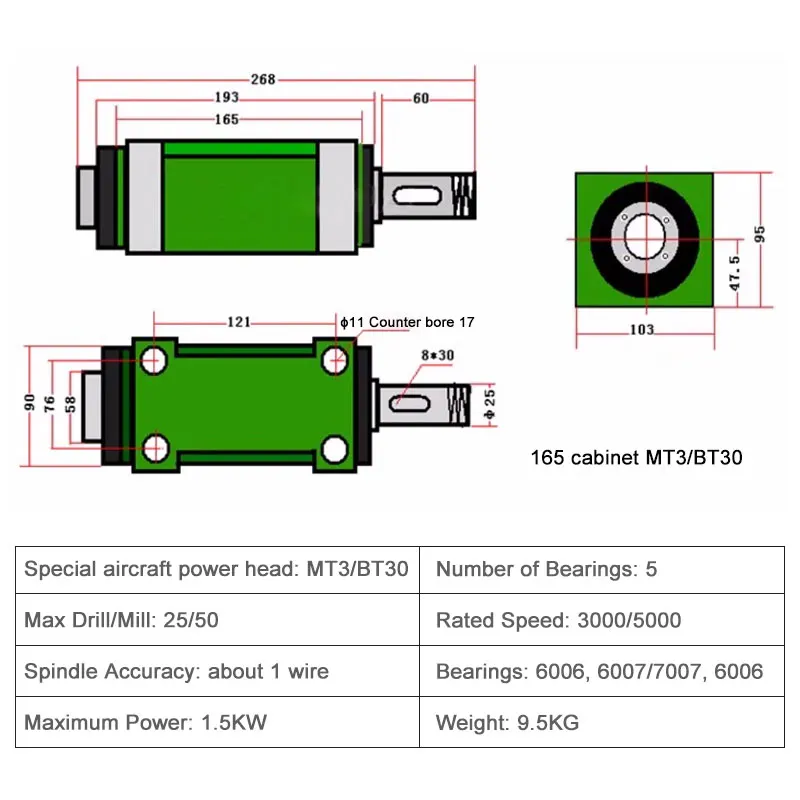 BT30/MT2/MT3 Taper Hole Power Head Spindle Head Cutting Head Drilling Milling Machine Spindle Machinetool Modification