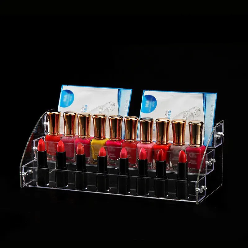 2 Layer Nail Polish Display Box Clear Acrylic Multifunctio Organizers Lipstick Jewelry Polishing Sand Strip Toolbox Makeup Box