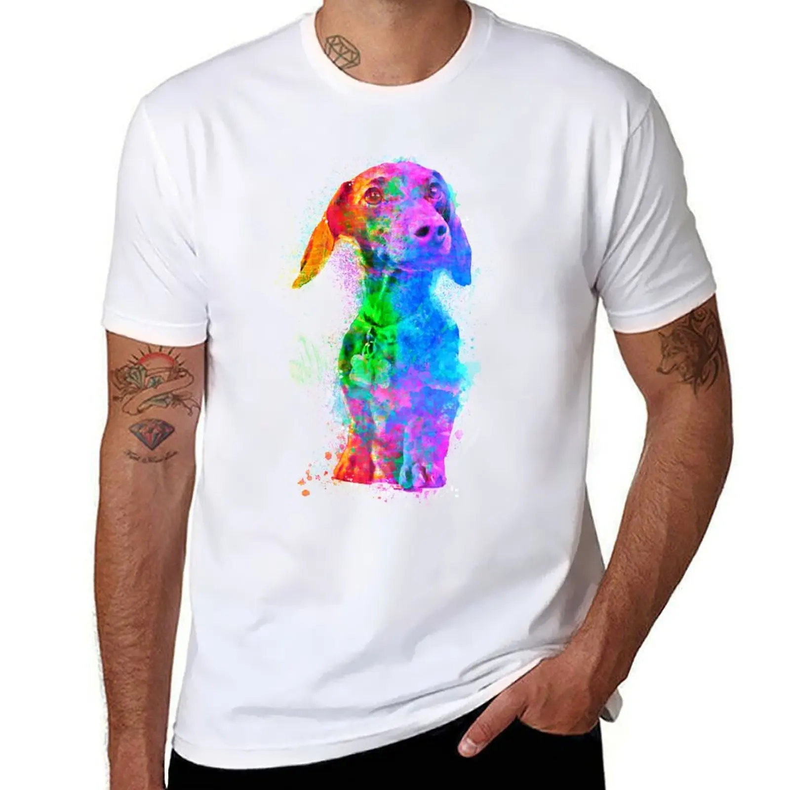 

Weenie Dog Dachshund Splash Art T-Shirt t shirts for man pack cotton essential t shirt T-Shirt