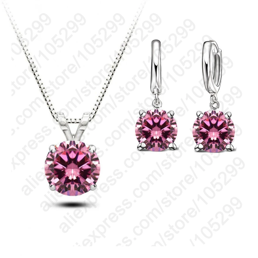 Wholesale Price Simple Round Cubic Zirconia 925 Sterling Silver Jewelry Set For Women Wedding Daily Decorations