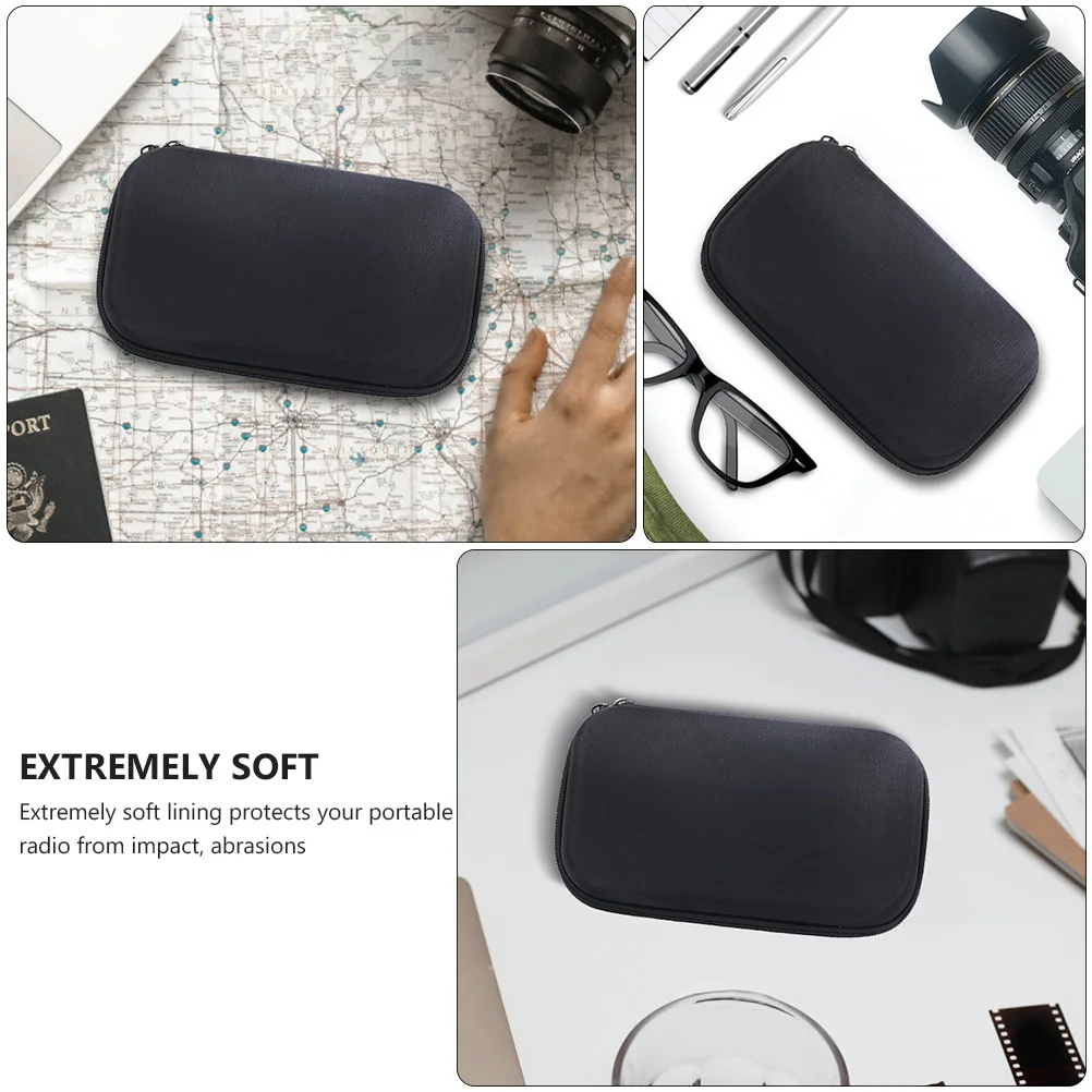 カメラ収納ポーチ 小型 大容量 ブラック オックスフォード布 Eva ハードキャリングケース 耐衝撃ジッパーバッグ ハンドヘルド用