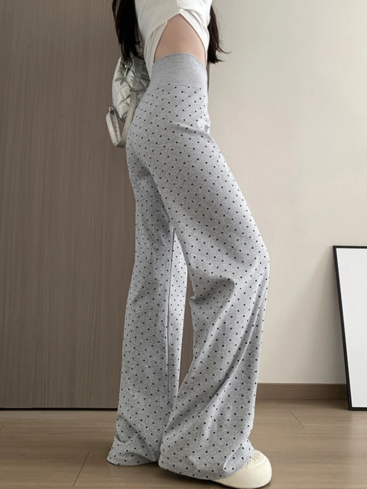 Women Chic Dot Wide Leg Pant Loose High Waist Summer Sweet Casual Trousers Korean Fashion Soft All Match Lady Ins Elegant Pants