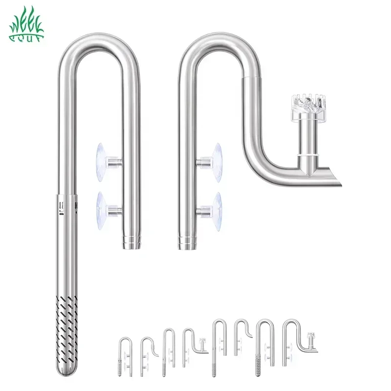 Week Aqua 304 Stainless Steel Inflow/Outflow Lily Pipe with Surface Skimmer - for Aquarium Fish Tank Filter