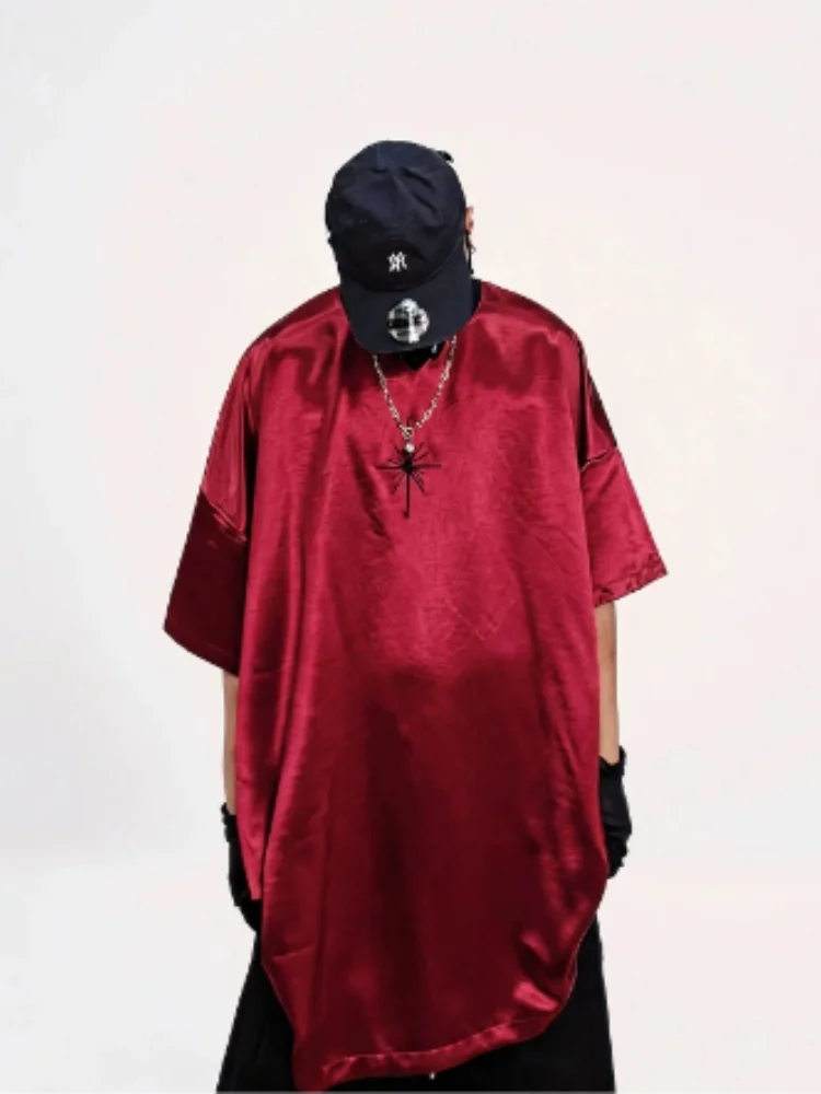 Man T-shirt 2026 West Coast Heavyweight Oversized Tee Embroidered Short Sleeve Loose Streetwear T Shirt American High Street