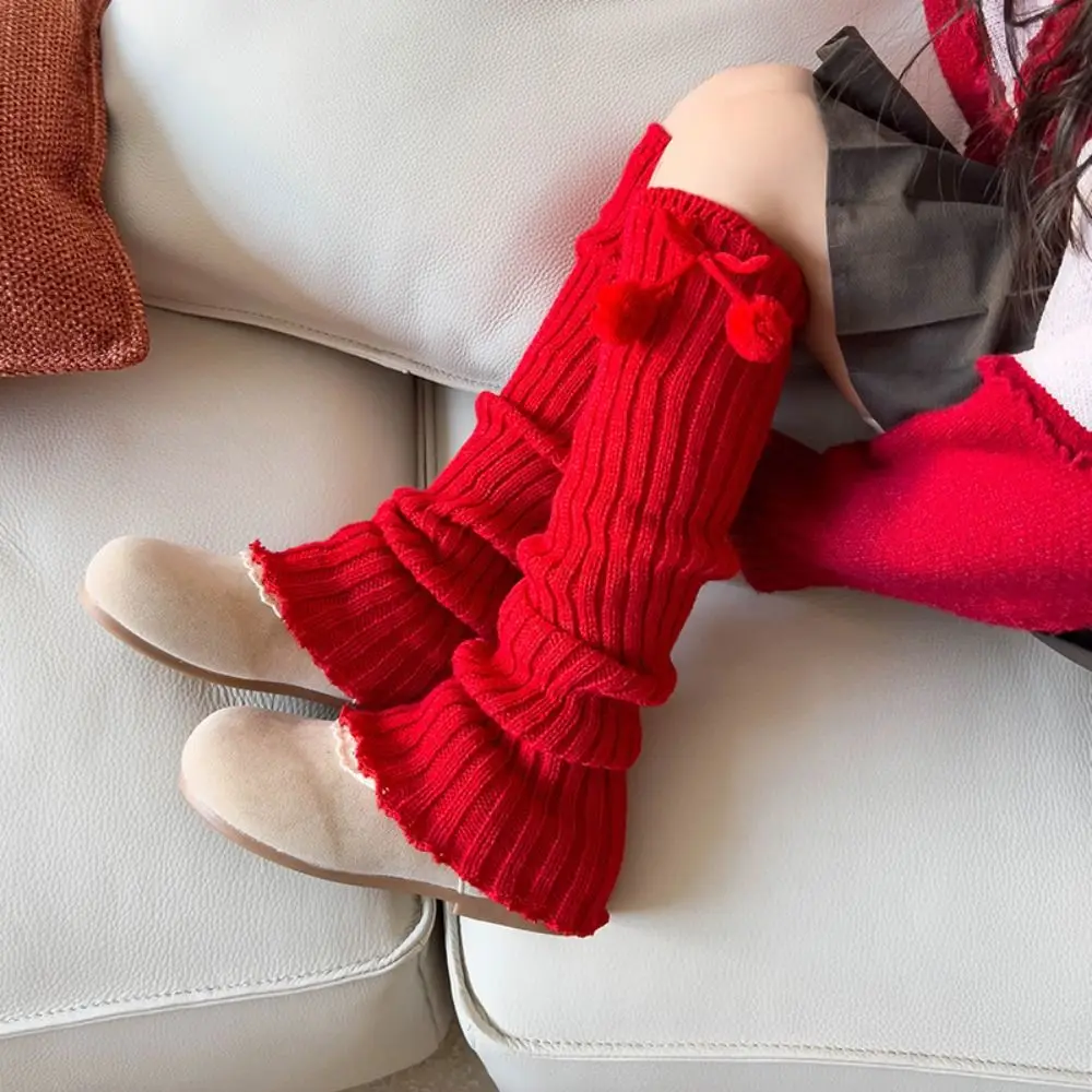 Fashion Harajuku Jk Leg Warmers Solid Color Lolita Knitted Leg Cover Foot Cover Nylon Red Leg Socks Girls