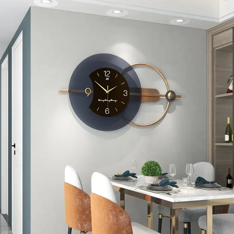 84x38cm 3D Wall Clock Living Room Double-layer Modern Design Home Clocks Silent Art Decoration Nordic Hanging Horologe Watch