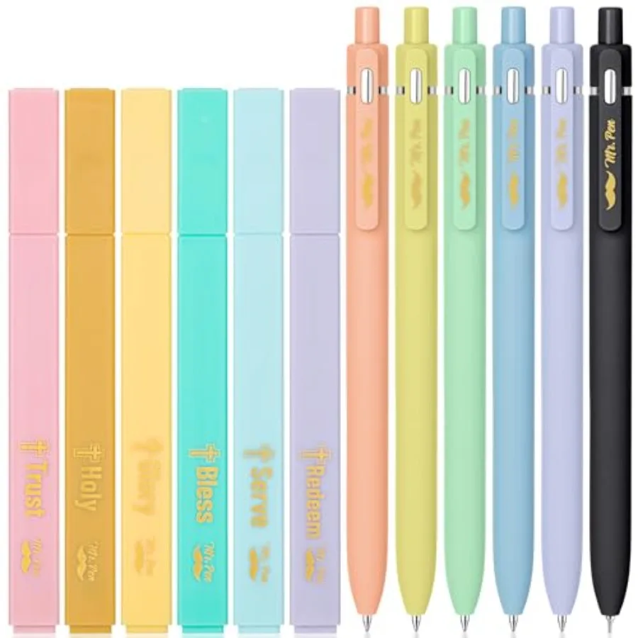 

- Bible Highlighters and Pens No Bleed, 12 Pack, Colorful Bible Pens and Highlighters No Bleed