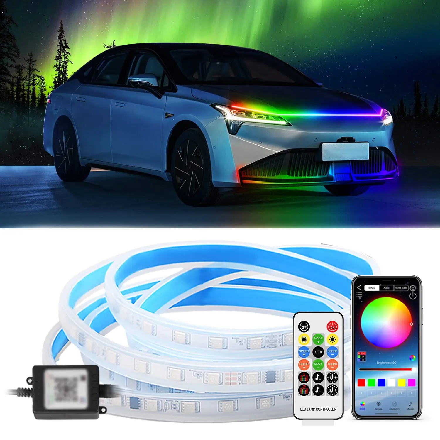 

Led Strip Light Daytime Running Light Strip Lamp Car Decorative light strip Multifunctional car atmosphere light Colorful 12v