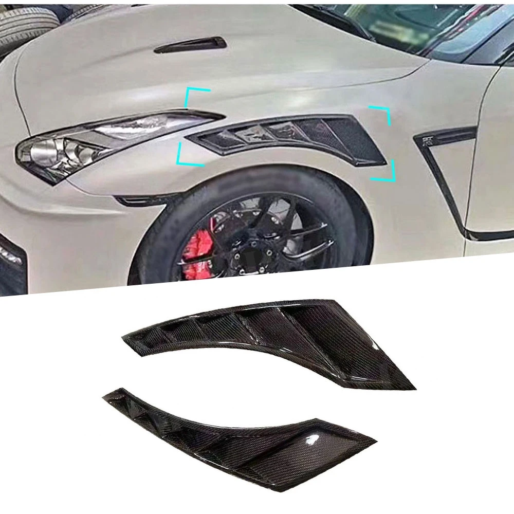 2pcs/set Carbon Fiber Front Fender For Nissan GTR R35 350Z 370Z Z33 Z34 2008-2017 Side Air Vent Trims Covers