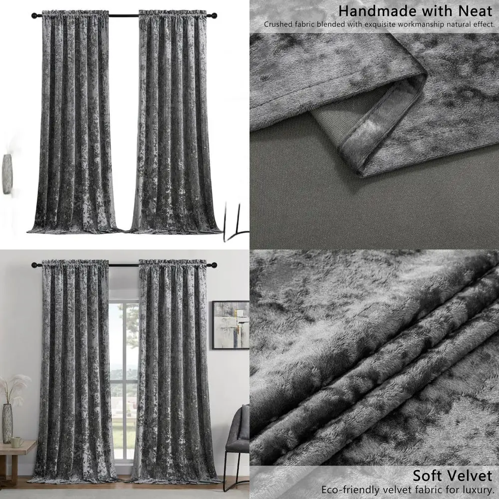 

Роскошные шторы из драпированного бархата 52x84 с карманом для карниза, термоизоляционные, звукоизоляционные, светопропускающие, комплект из 2 панелей для гостиной