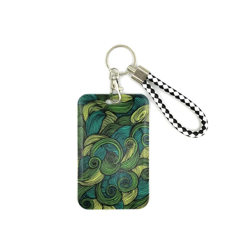 

Vintage Green Leaves Creative Lanyard Card Holder Student Hanging Neck Phone Lanyard Badge Subway Access Card Holder Accessories