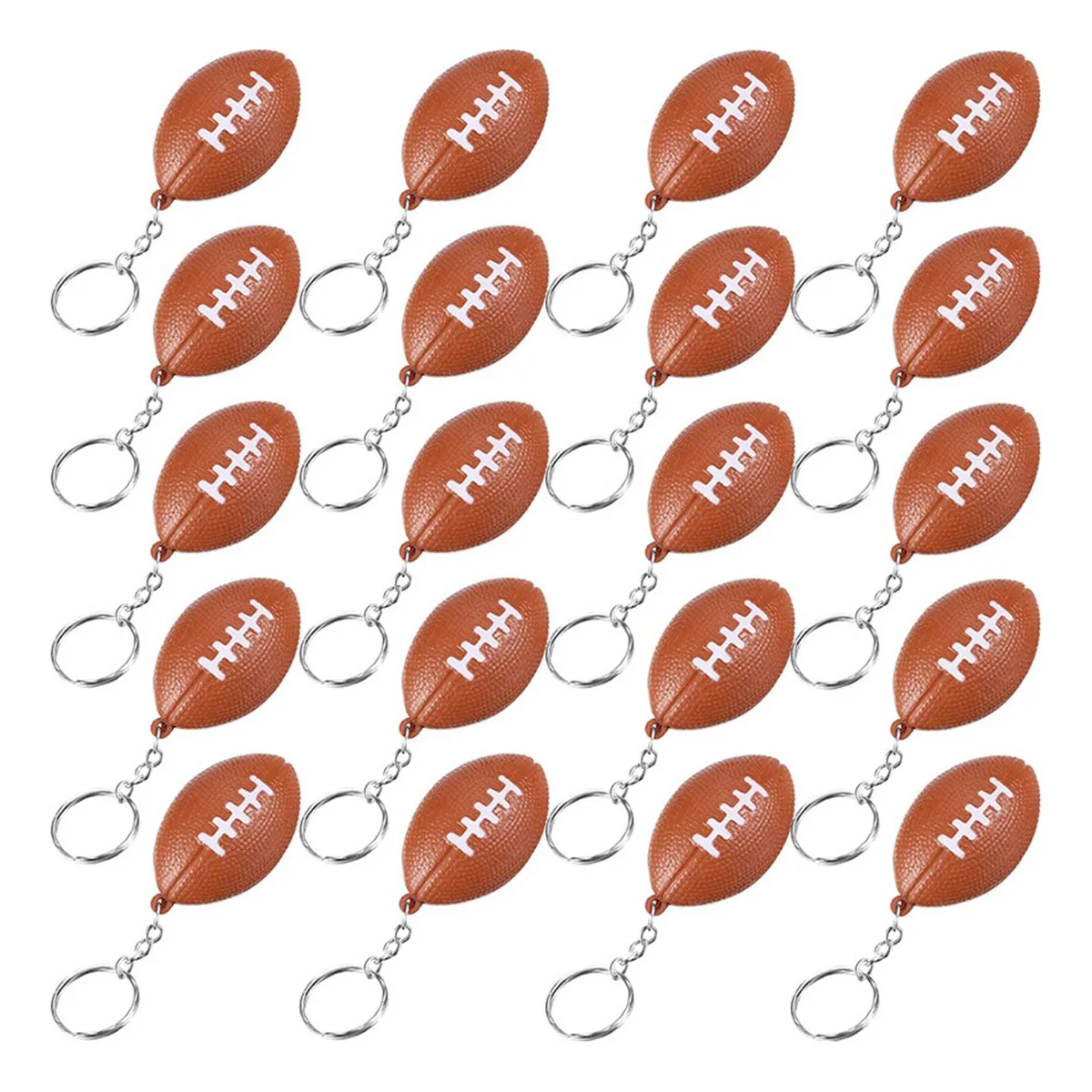 20 Pack Rugby Ball Keychains for Party Favors,Rugby Stress Ball,School Carnival Reward,Sports Centerpiece Decorations