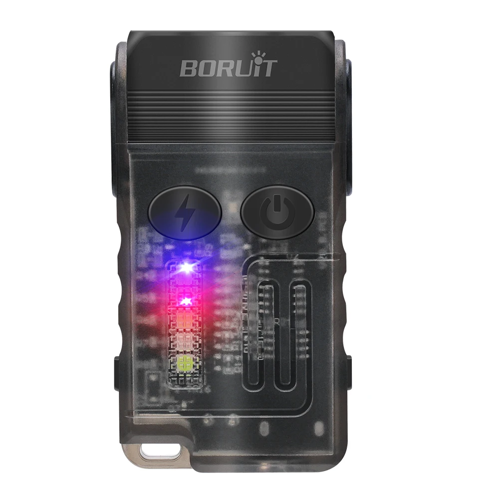 BORUiT V20 LED-Taschenlampe Schlüsselanhänger 180 ° Rotation UV Magnetische Beep Clip USB-C Wiederaufladbare Camping Angeln Taschenlampe Alarm Notfall 4