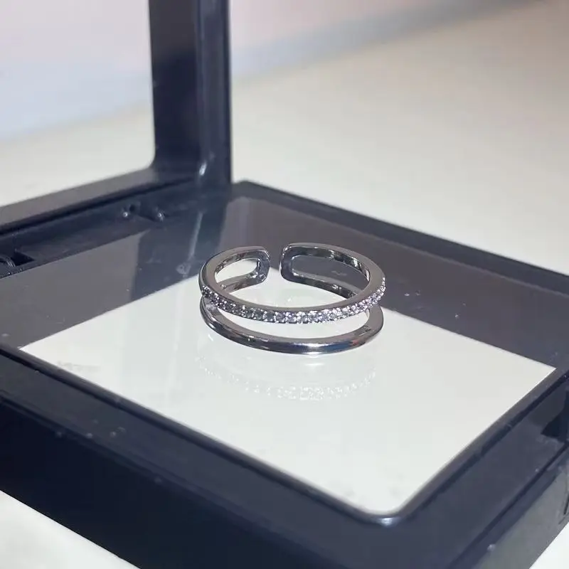 Orijinal 925 ayar gümüş çift hatları yüzükler kadınlar için düğün nişan gümüş kadın Vintage yüzük güzel takı