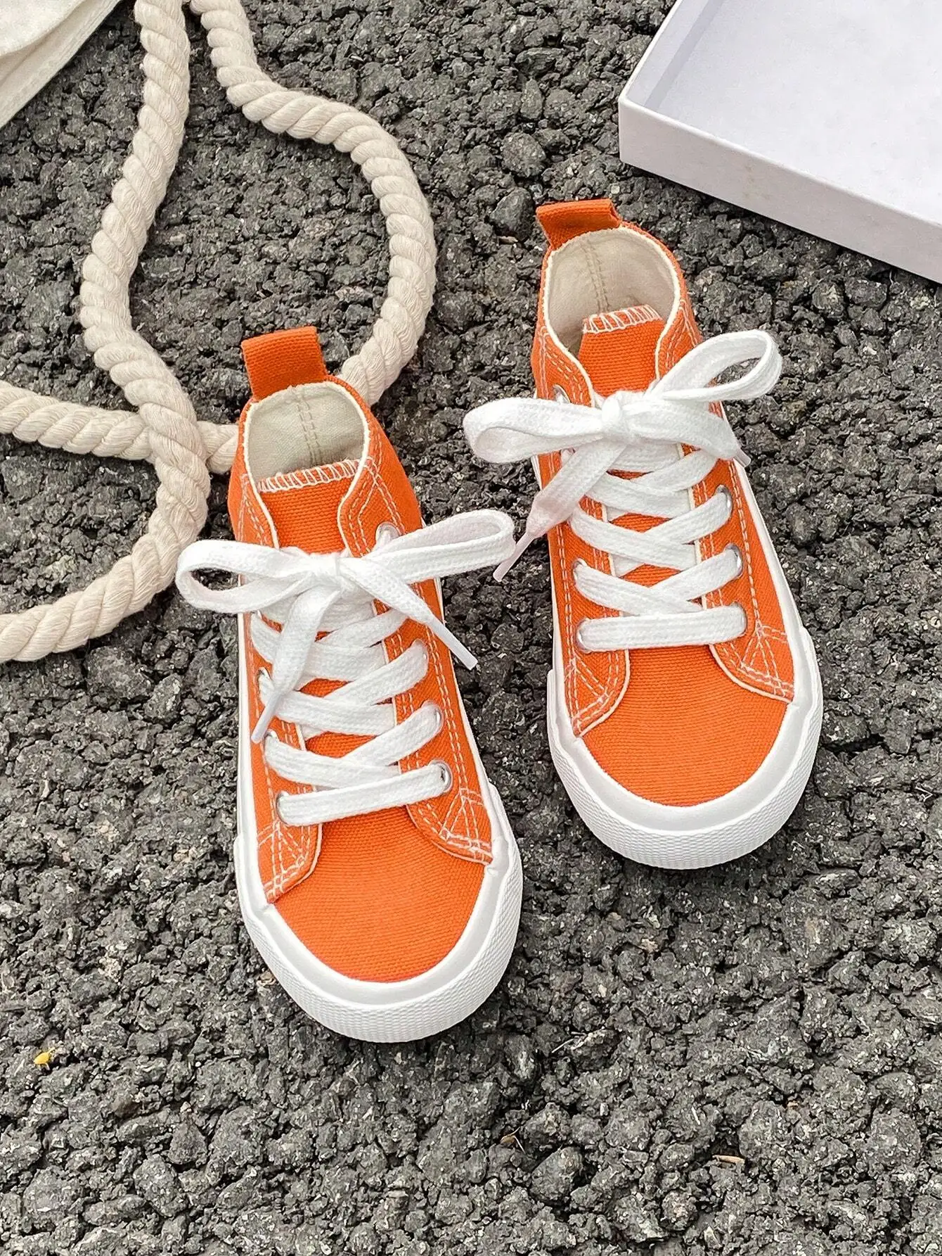 OPOEE Lace‑Up Children High‑Top Canvas Sneaker, Fashion Canvas Footwear, Anti‑Slip Wear‑Resistant Sole, Daily School Outdoor Shoes For Kids Boys, Girls