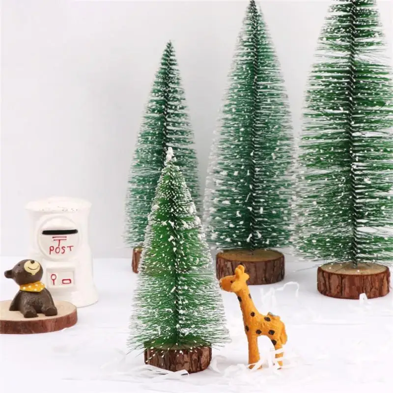 Miniature Christmas Tree Small Artificial Sisal Snow Landscape Architecture Trees For Christmas Crafts Tabletop Decor