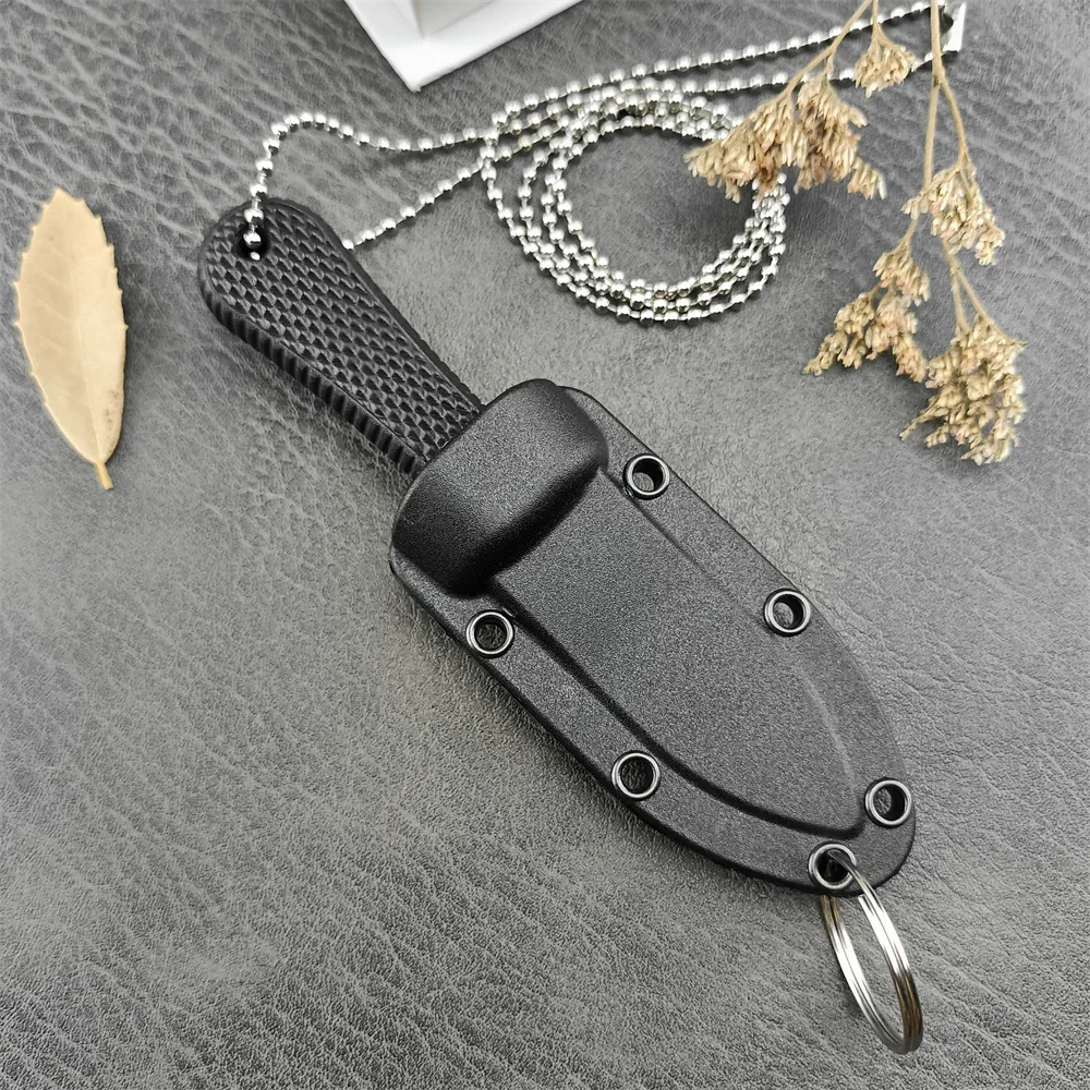 Mini Cold Tacticals Fixed Blade Knife Black Nylon Fiber Handle with Secure-Ex Sheath EDC Outdoor Neck Knife Defense Camping Tool