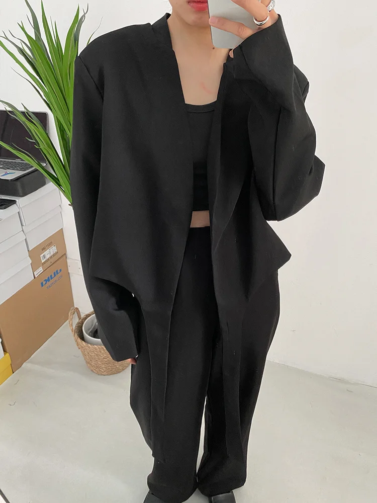 [EAM]  Women Gray Green Ribbon Short Big Size Blazer New Lapel Long Sleeve Loose Jacket Fashion Tide Spring Autumn 2024 1DF0385