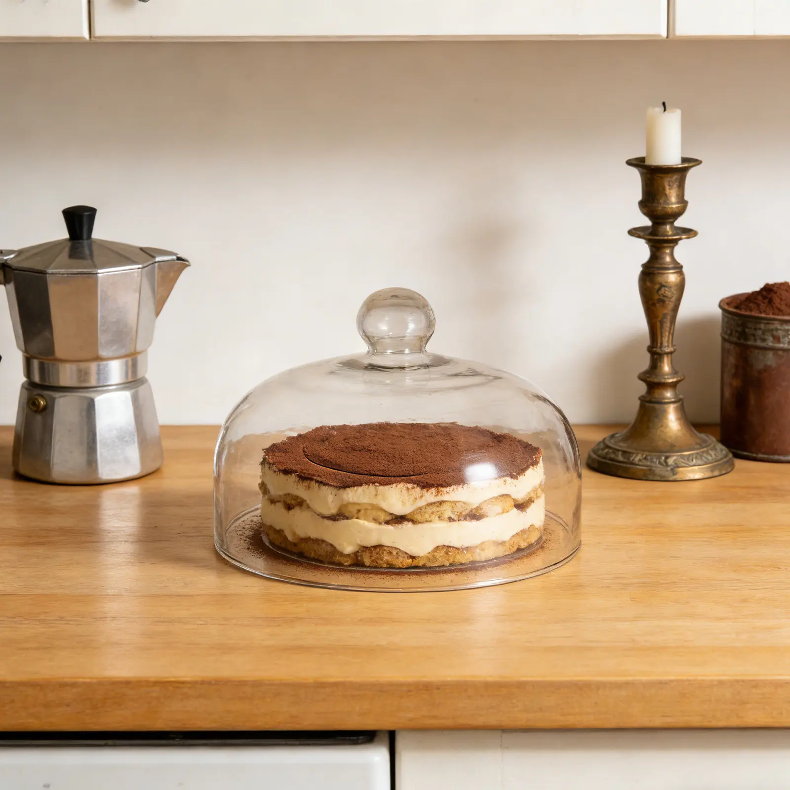Clear Cake Dome Microwave Glass Cover Round Cupcake Stand Lid 8.2x5.9 Inch Pastry Display Cloche Food Serving Platter Plate
