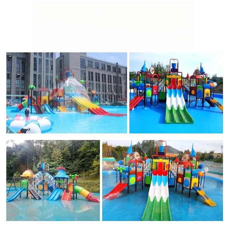 

Water slide combination hot spring swimming pool water park children's slide outdoor can be customized water village amusement