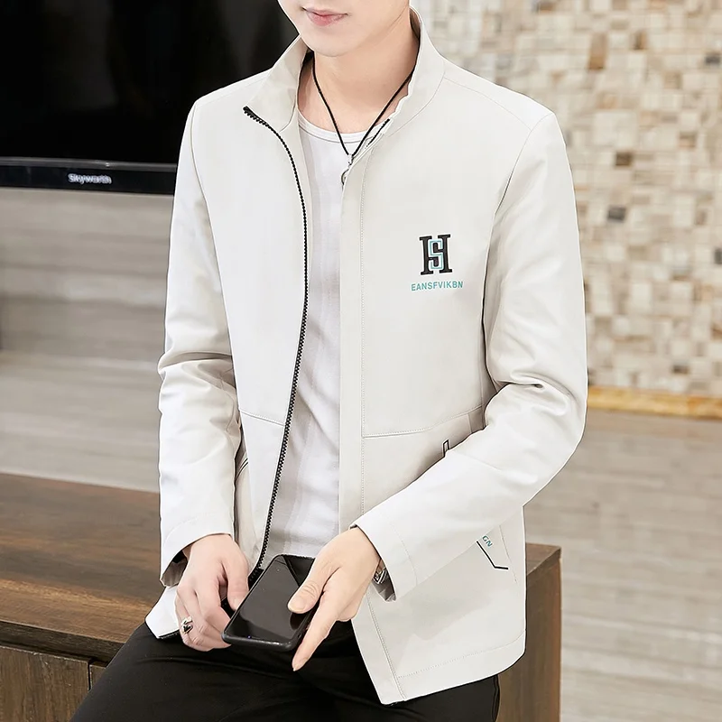 

Мужская демисезонная куртка-бомбер однотонная с воротником-стойкой, в корейском стиле, модная, для повседневной носки, из полиэфирного волокна