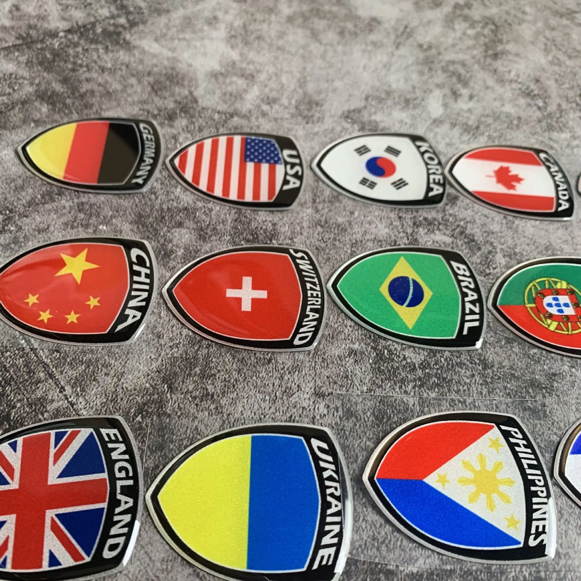 3D Reflective Drip Glue National Flag Sticker Car Motorcycle Decoration National Icons Helmet Universal Waterproof Film