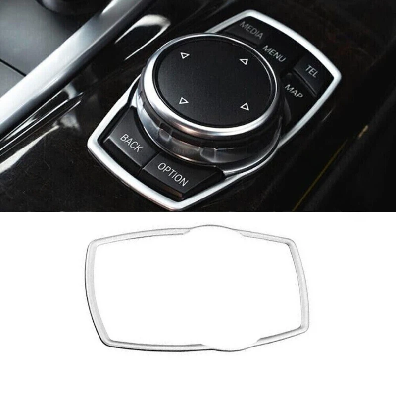 

For BMW 5 Series F10 2011-2017 ABS Silver Car Console Multimedia Button Frame Trim Stickers Interior Car Accessories