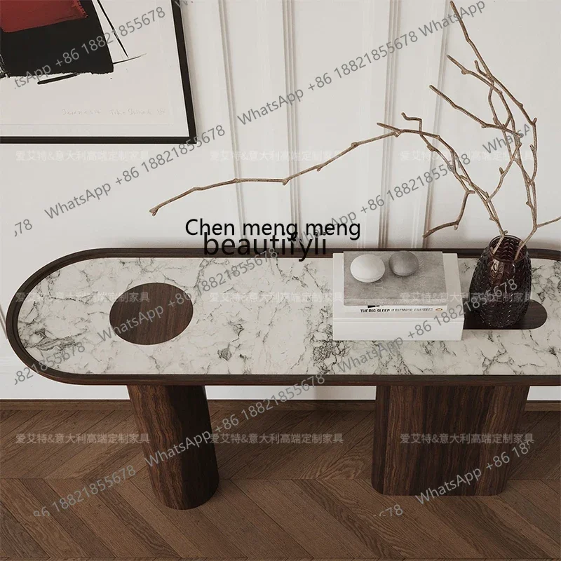 

ss7486 Итальянский светлый роскошный каменный шкаф для украшения входа, креативный художественный стол с торцевым видом, входной стол из массива дерева, мебель